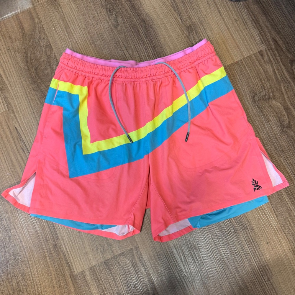 Chubbies Mens Ultimate Training Shorts 5.5 Inseam Lined Medium Retro 80's Neon